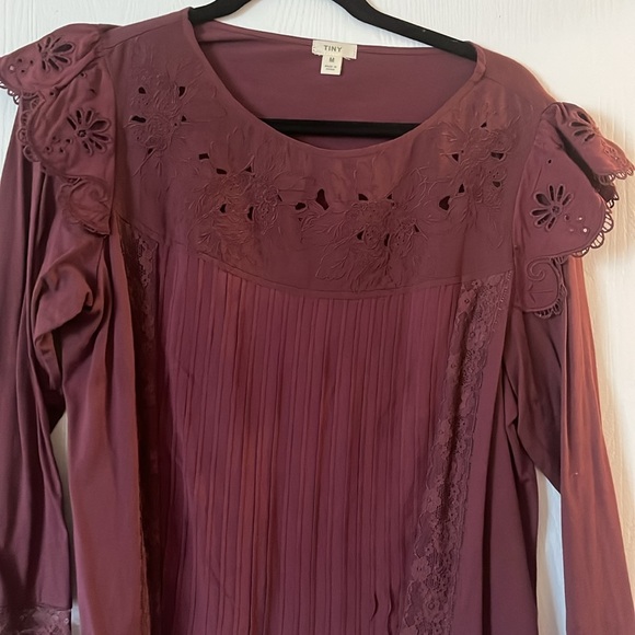 Tiny lace burgundy blouse from Anthropologie - Picture 1 of 4